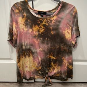 Karen Kane XL short sleeve tie-dye summer soft top bottom tie knot